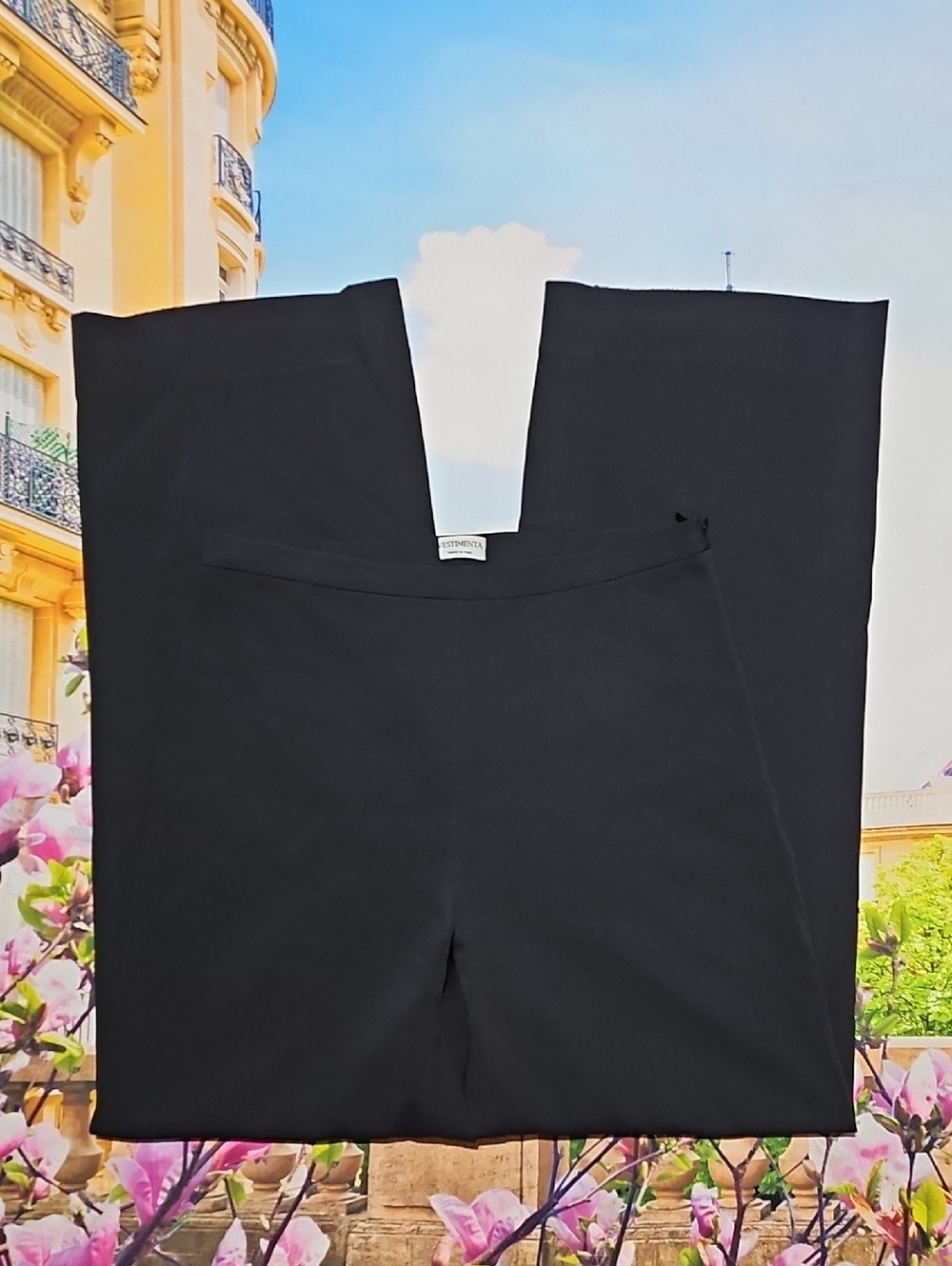 Vestimenta Italy‎ Black Straight-Leg Trousers High Waist Pants Size 26